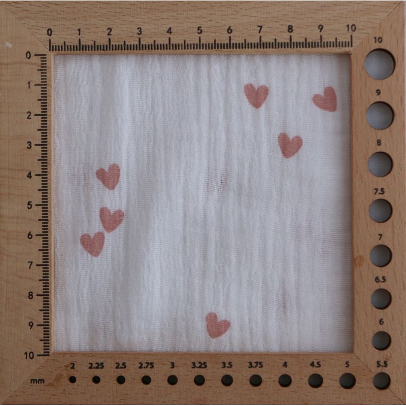 Corazon - Double gaze de coton petits coeurs rose fond blanc