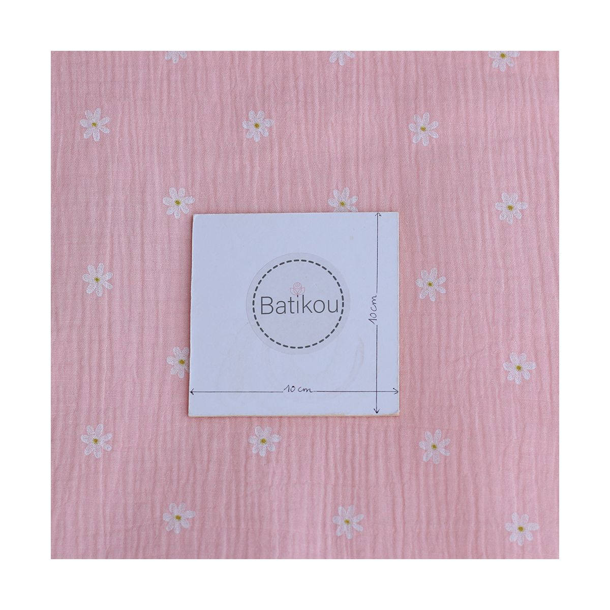 Daisy - Double gaze de coton marguerites fond rose Daisy - Double gaze de coton marguerites fond rose