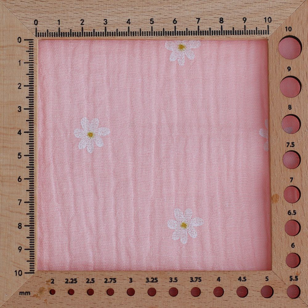 Daisy - Double gaze de coton marguerites fond rose