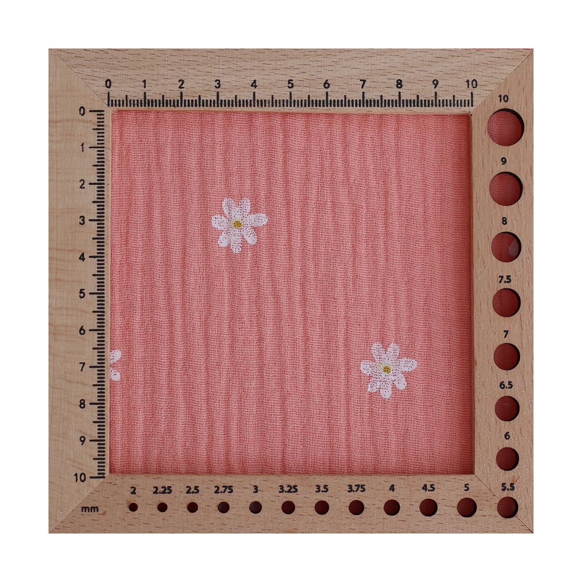 Daisy - Double gaze de coton marguerites fond corail Daisy - Double gaze de coton marguerites fond corail