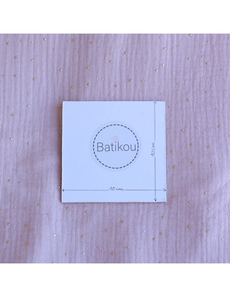 Double gaze de coton pois dorés fond vieux rose