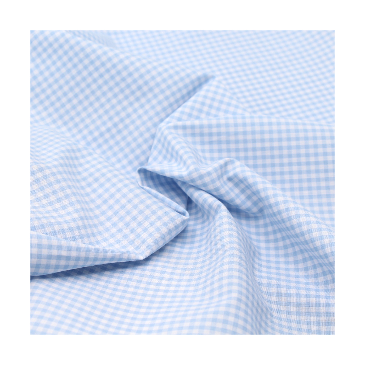 Coton vichy carreaux blanc et bleu ciel 5mm Coton vichy carreaux blanc et bleu ciel 5mm