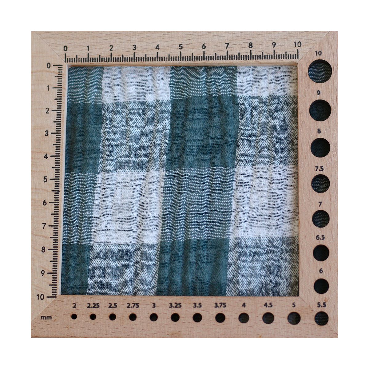 Double gaze de coton vichy réversible blanc / vert sapin