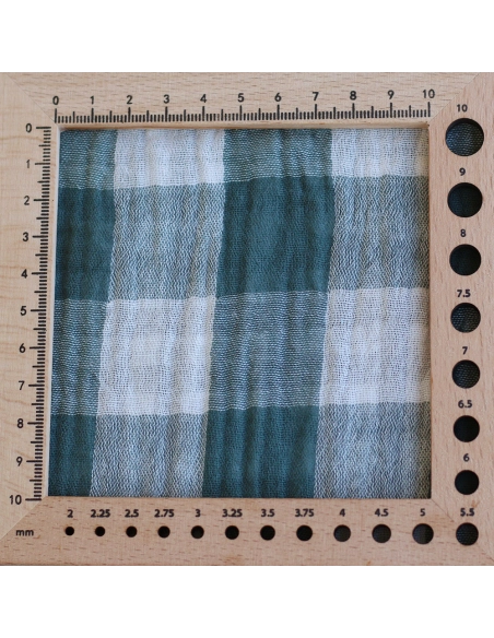 Double gaze de coton vichy réversible blanc / vert sapin