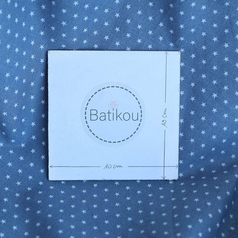 Frou-frou / Batiste de coton imprimé petites étoiles fond gris acier