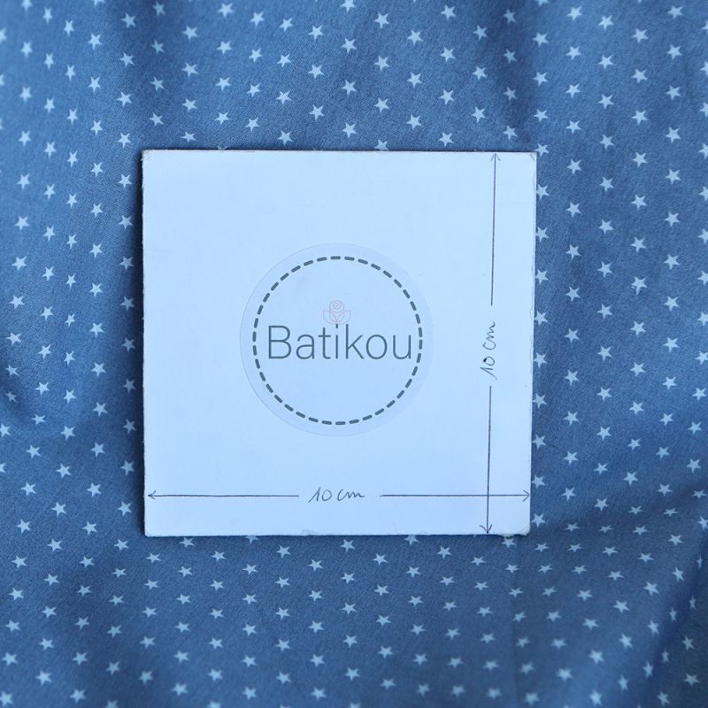 Frou-frou / Batiste de coton imprimé petites étoiles fond gris acier