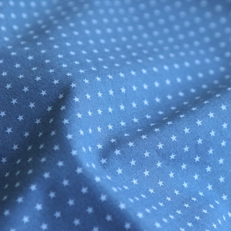 Frou-frou / Batiste de coton imprimé petites étoiles fond gris acier