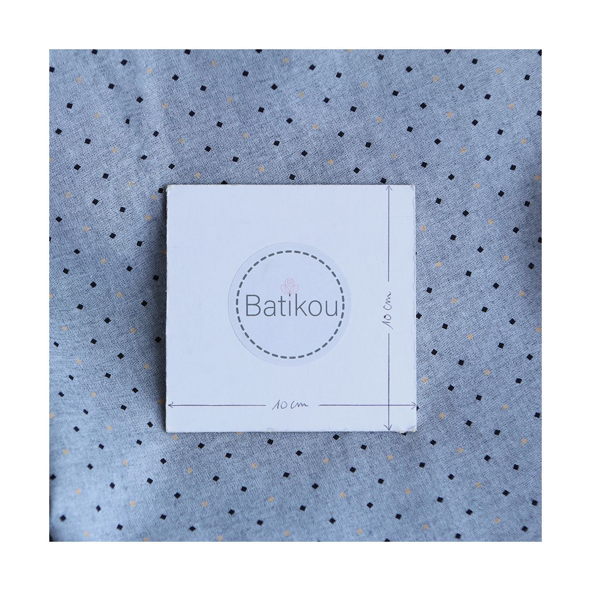 Chambray coton coloris gris chiné foncé mini motif doré et noir