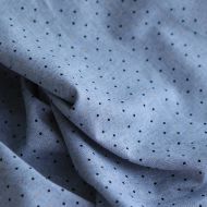 Chambray coton coloris gris chiné foncé mini motif doré et noir