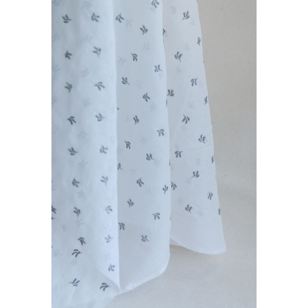 Claudia - Voile coton organique blanc brodé argenté