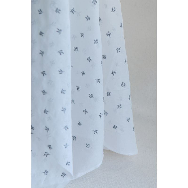 Claudia - Voile coton organique blanc brodé argenté
