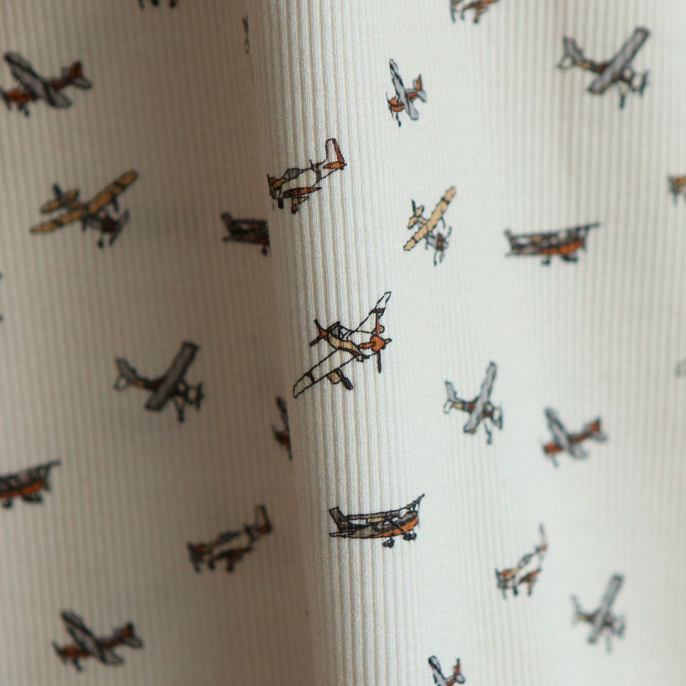Jersey coton côtes fines à motif aviateur