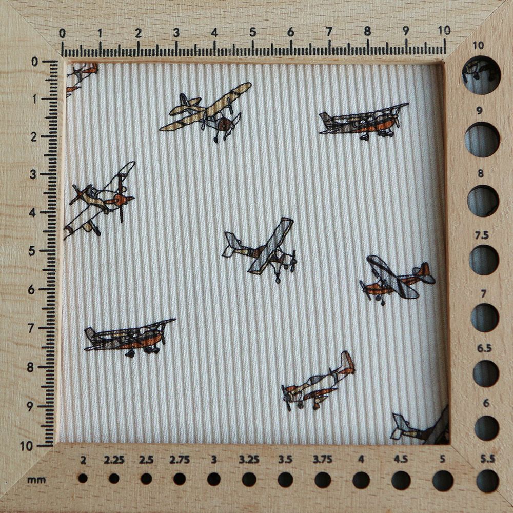 Jersey coton côtes fines à motif aviateur