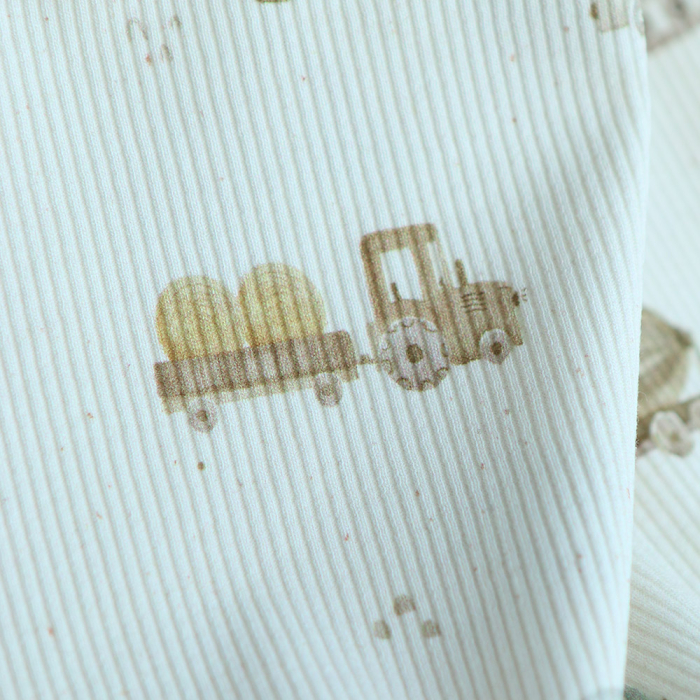 Jersey coton côtes fines à motif véhicules