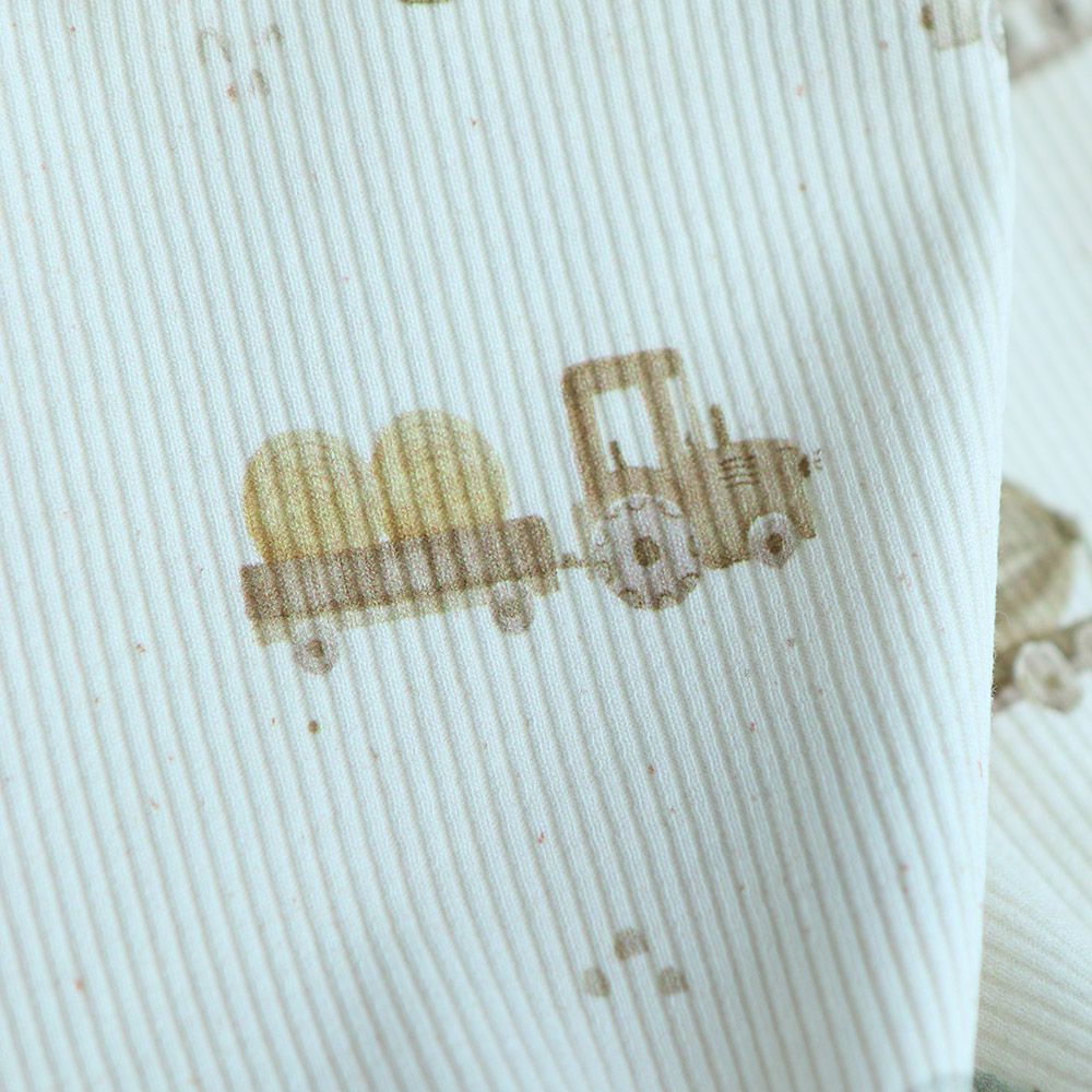 Jersey coton côtes fines à motif véhicules