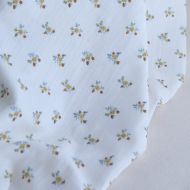 Celine - Double gaze de coton BIO blanc motif fleuri coloris ocre / moutarde