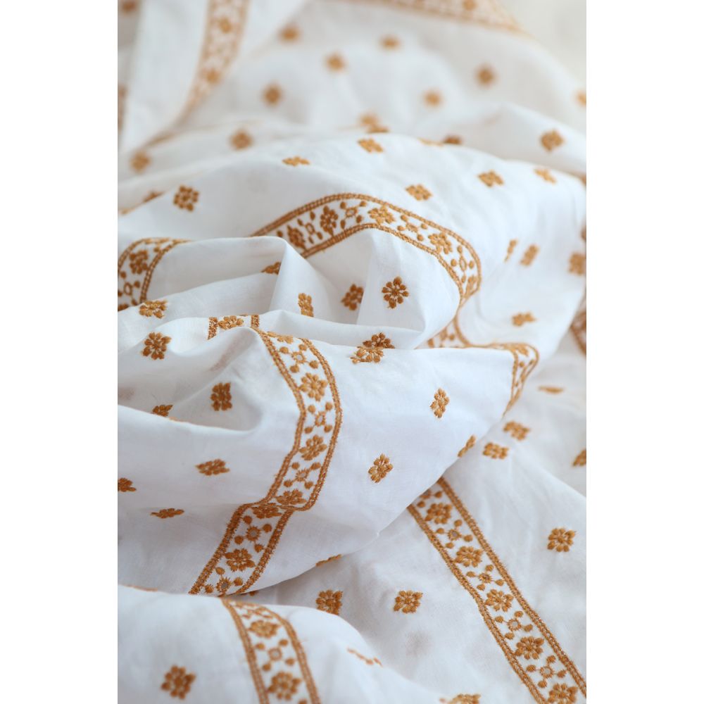 copy of Claudia - Voile coton organique blanc brodé argenté