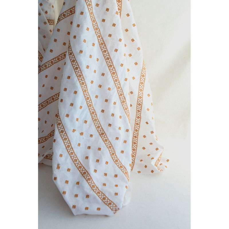 copy of Claudia - Voile coton organique blanc brodé argenté