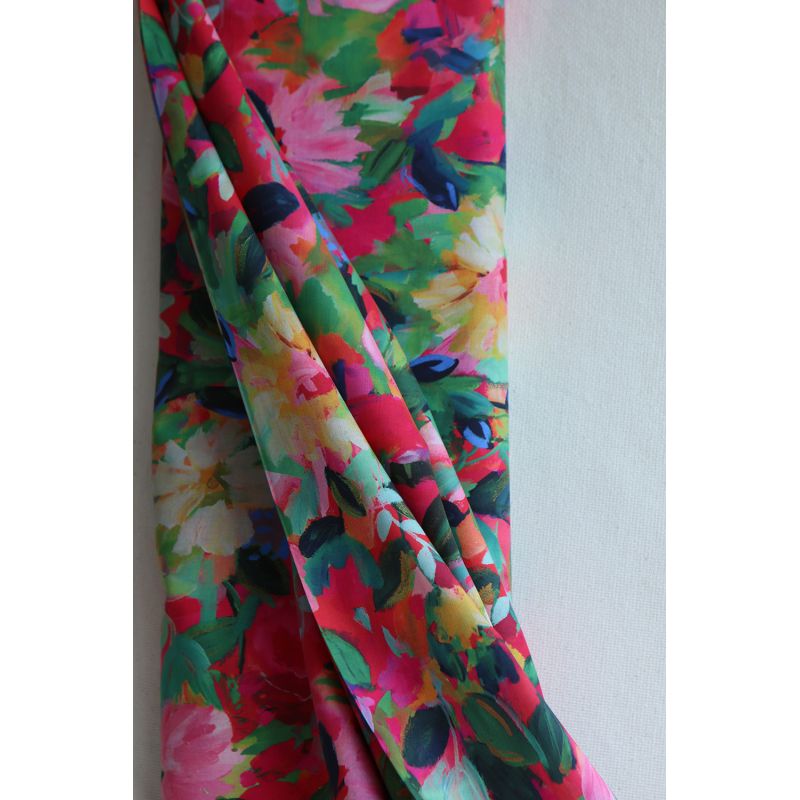 Batiste de coton douce à imprimé fleuri rose Bolywood