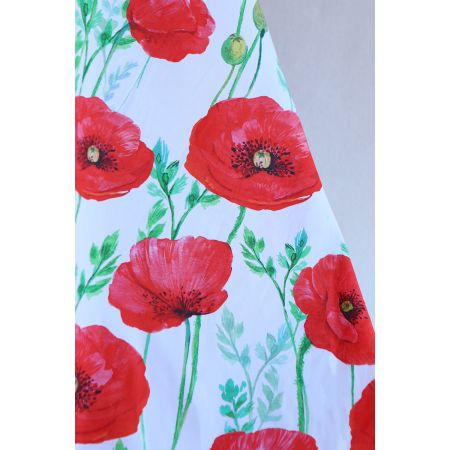 Poppy - Popeline de coton motif coquelicots rouges XL