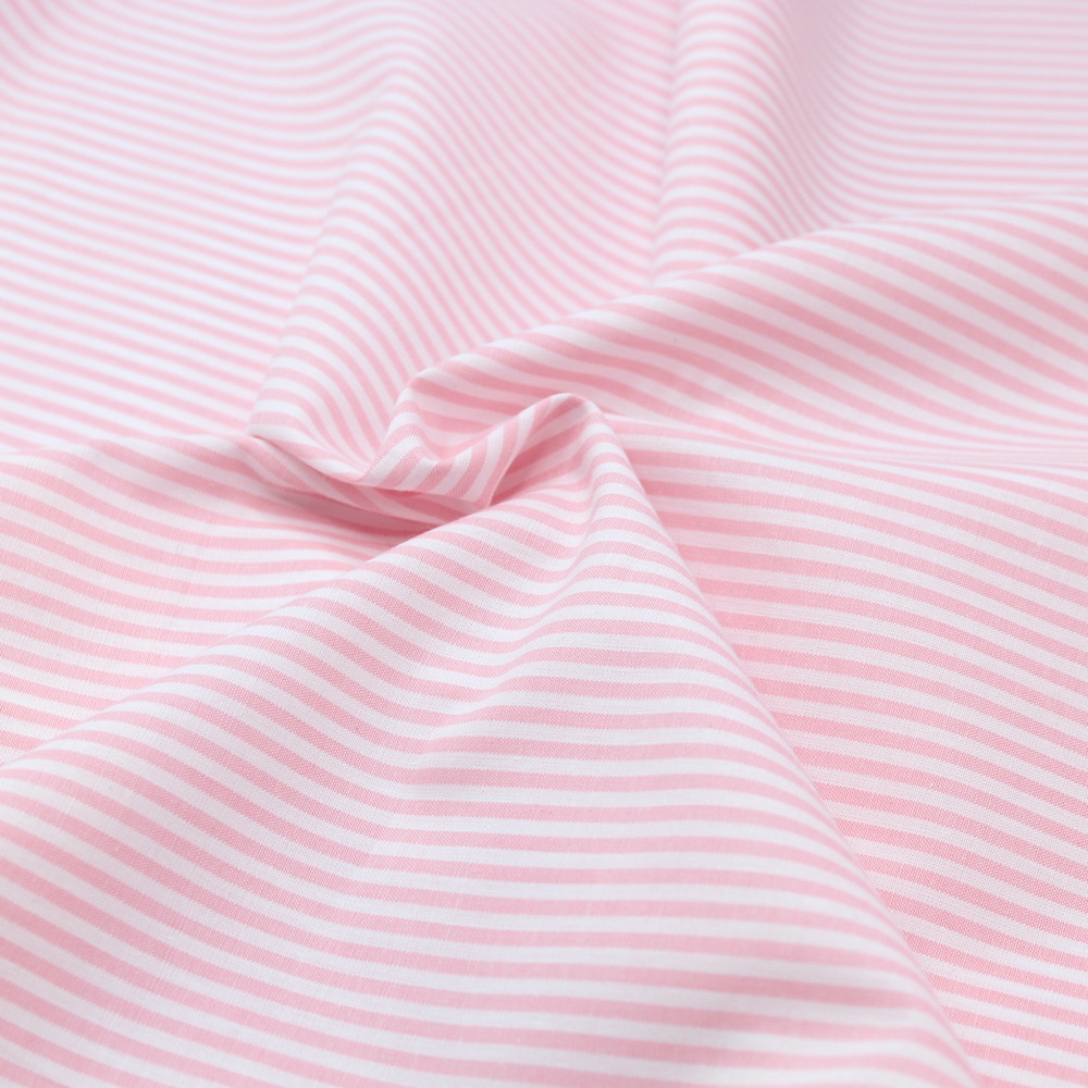 Popeline coton à rayures rose