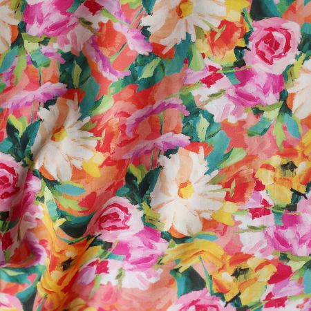 Manon - Viscose imprimé gros fleuri multicolore