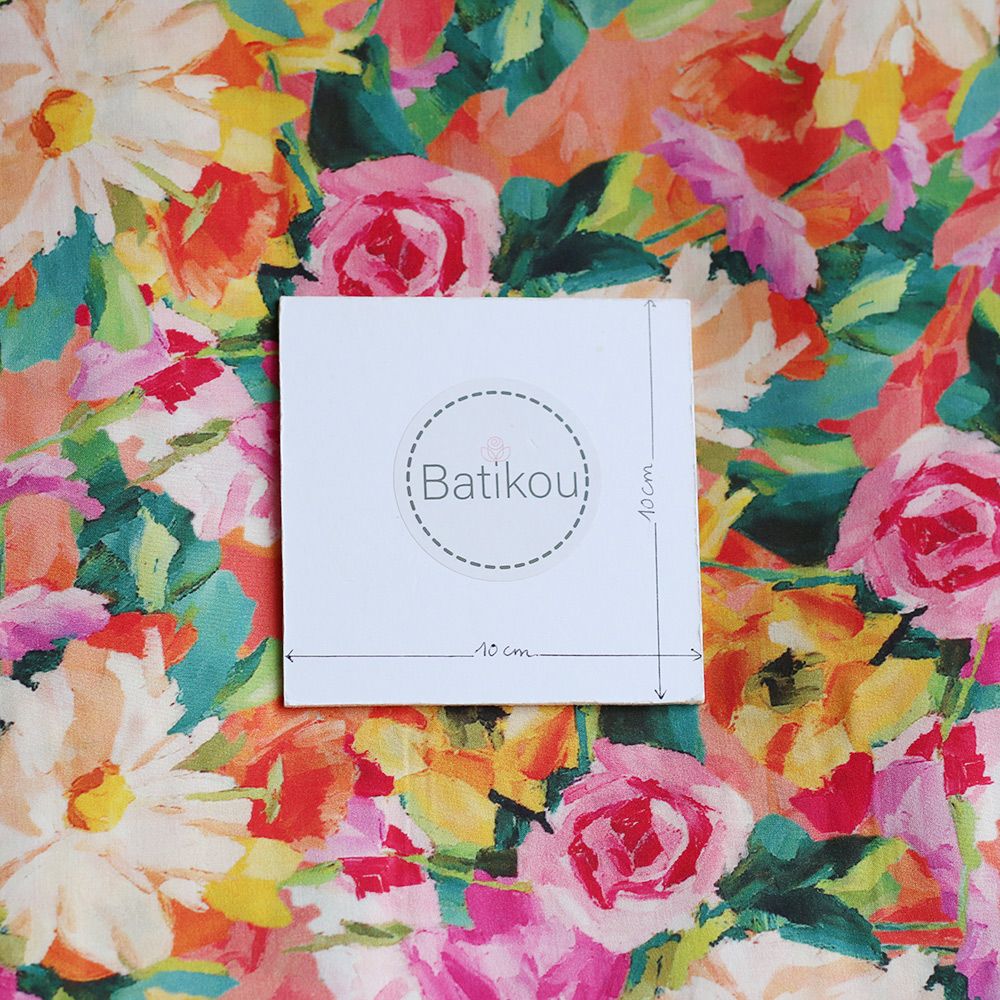 Manon - Viscose imprimé gros fleuri multicolore