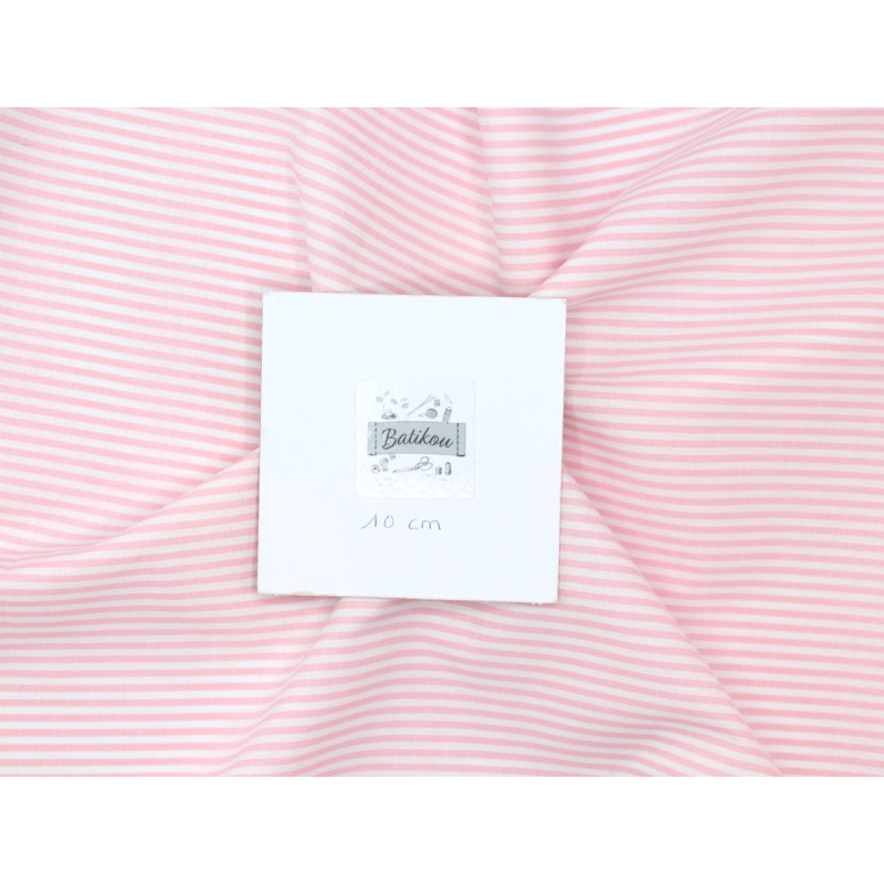 Popeline coton à rayures rose