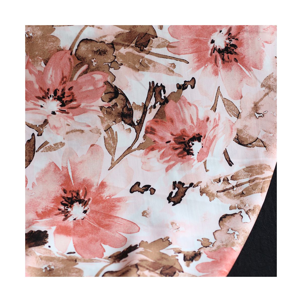 Ambre - Viscose imprimé fleuri corail nude Ambre - Viscose imprimé fleuri corail nude