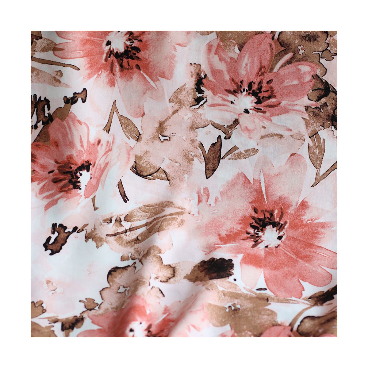 Ambre - Viscose imprimé fleuri corail nude Ambre - Viscose imprimé fleuri corail nude