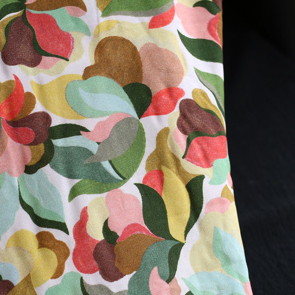 Abiva - Viscose imprimé graphique et fleuri vert