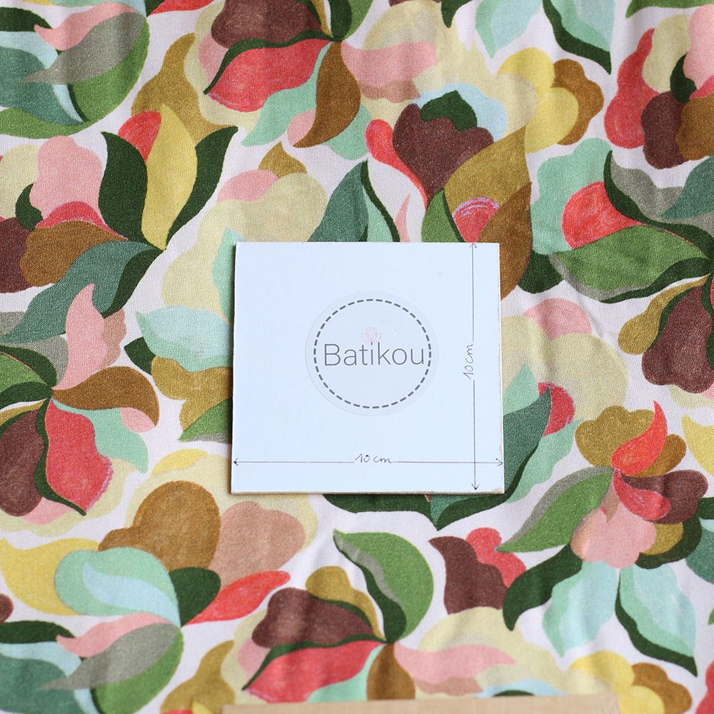 Abiva - Viscose imprimé graphique et fleuri vert