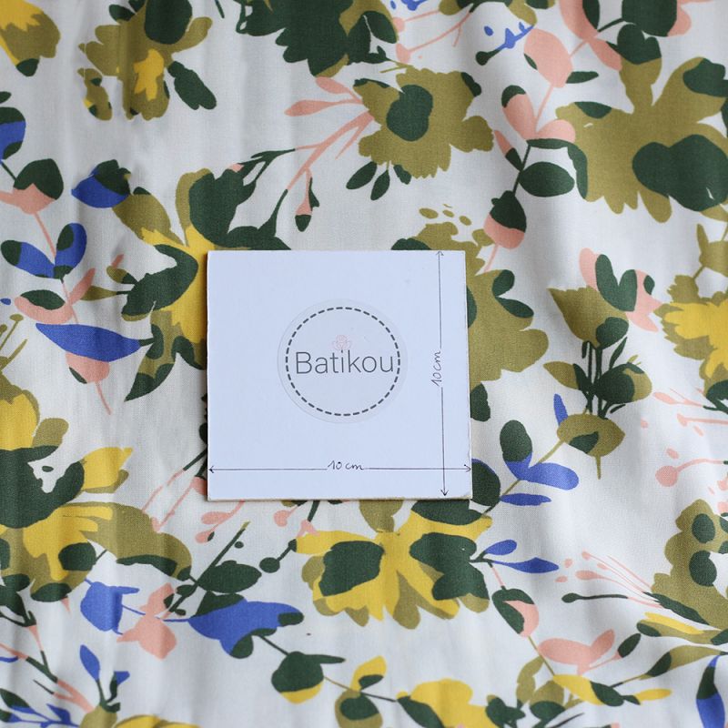 Ramezia - Viscose imprimé graphique et fleuri vert