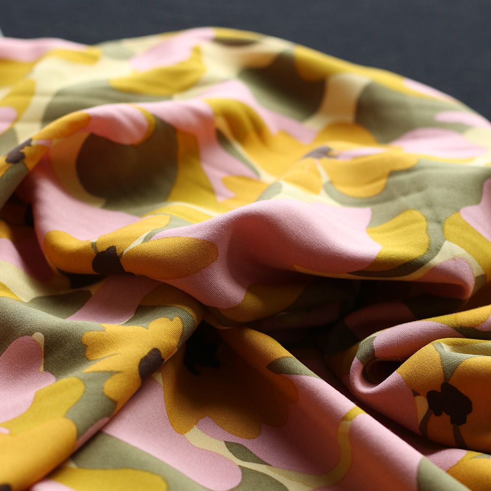 Aimée - Viscose imprimé fleuri vert