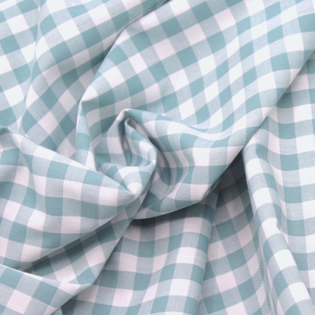 Coton vichy carreaux 10mm VERT SAUGE Coton vichy carreaux 10mm VERT SAUGE