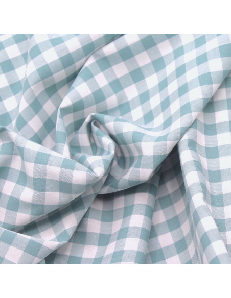 Coton vichy carreaux 10mm VERT SAUGE