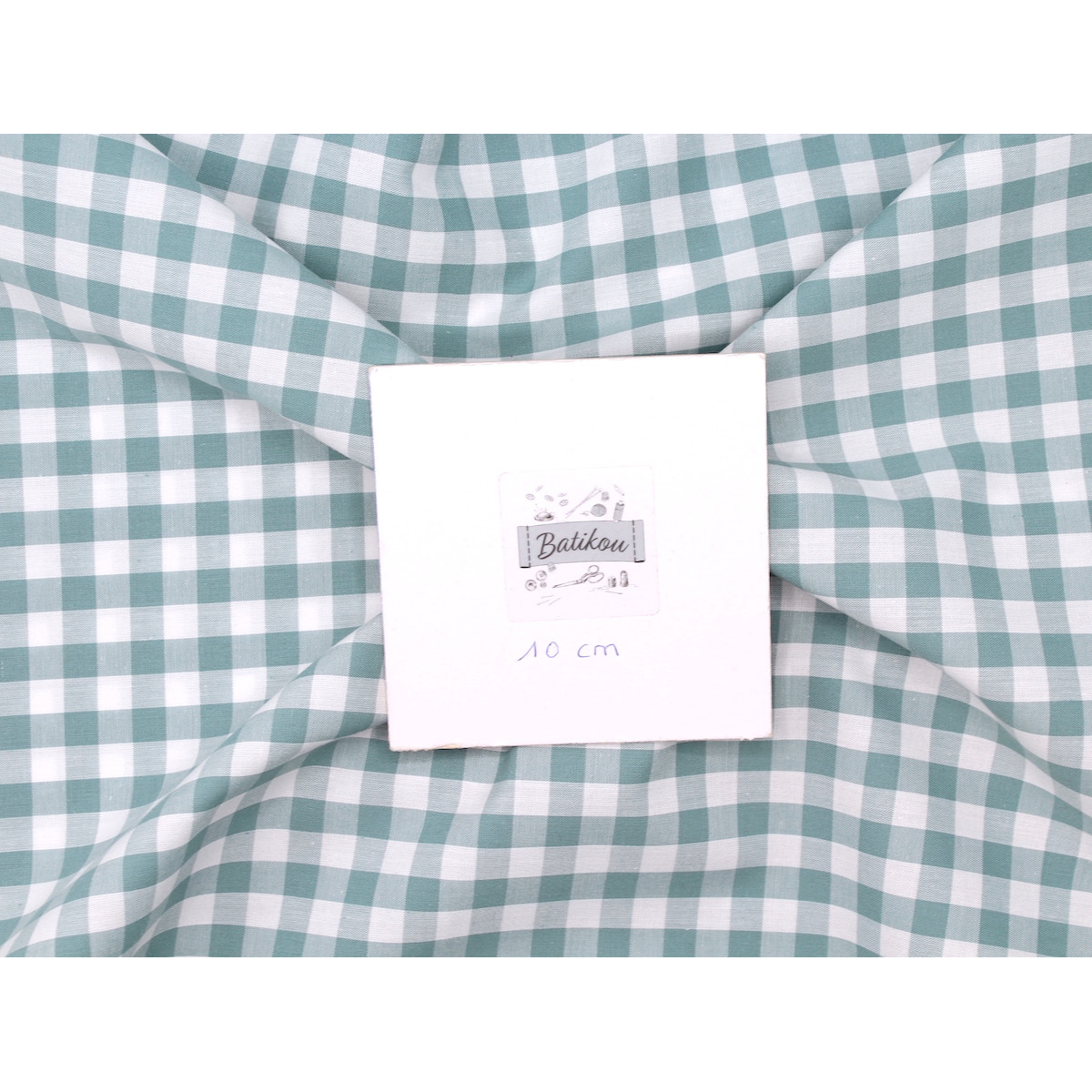 Coton vichy carreaux 10mm VERT SAUGE Coton vichy carreaux 10mm VERT SAUGE