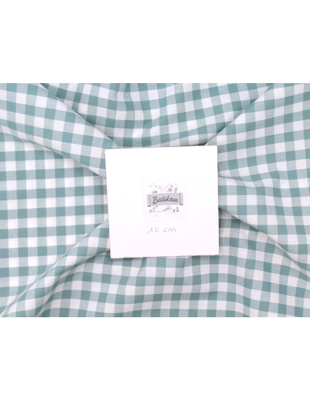 Coton vichy carreaux 10mm VERT SAUGE