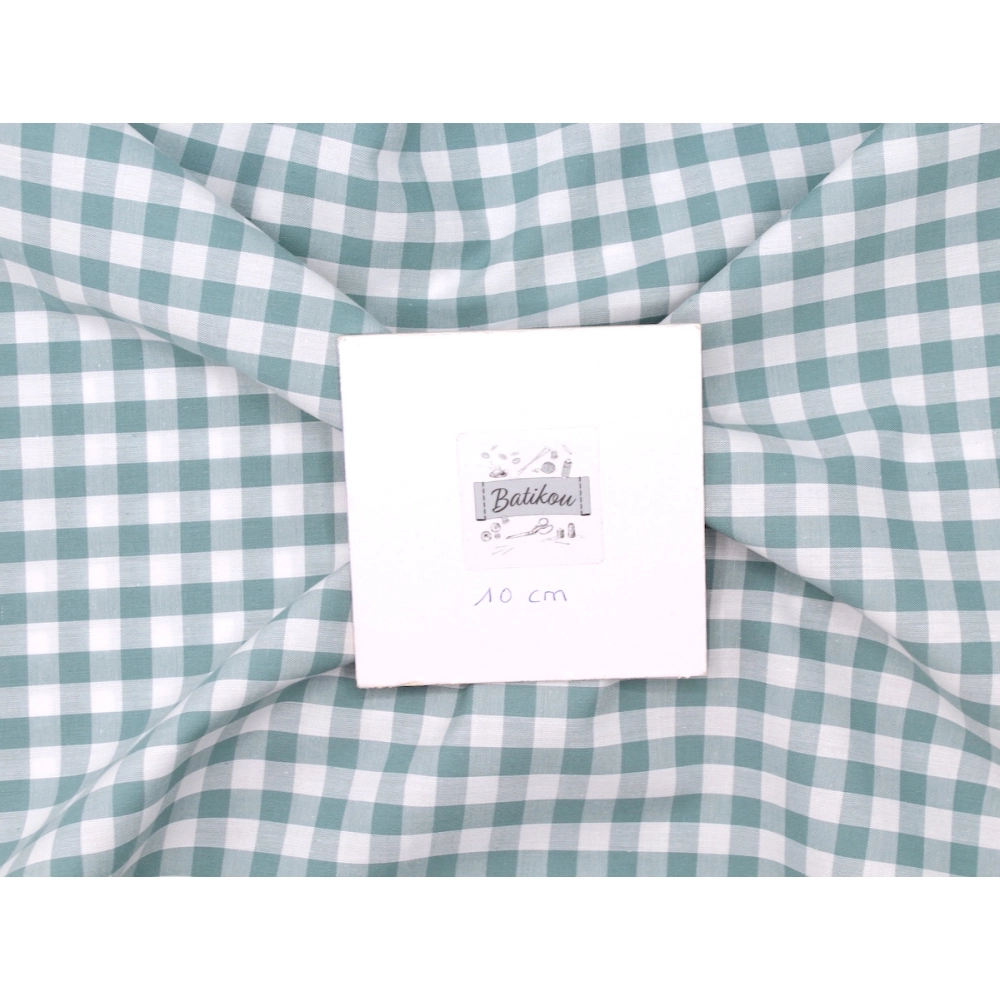 Coton vichy carreaux 10mm VERT SAUGE