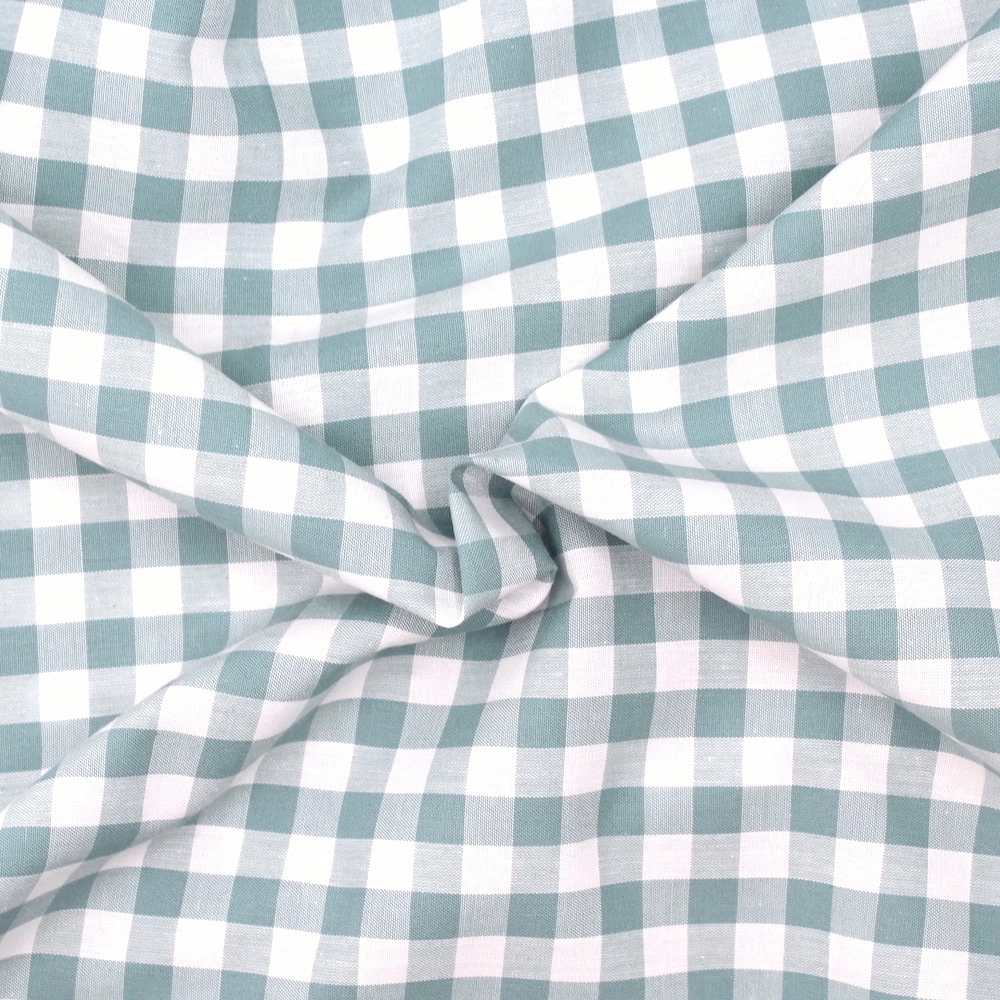 Coton vichy carreaux 10mm VERT SAUGE
