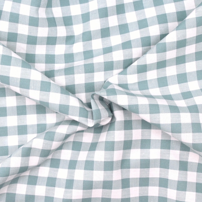 Coton vichy carreaux 10mm VERT SAUGE