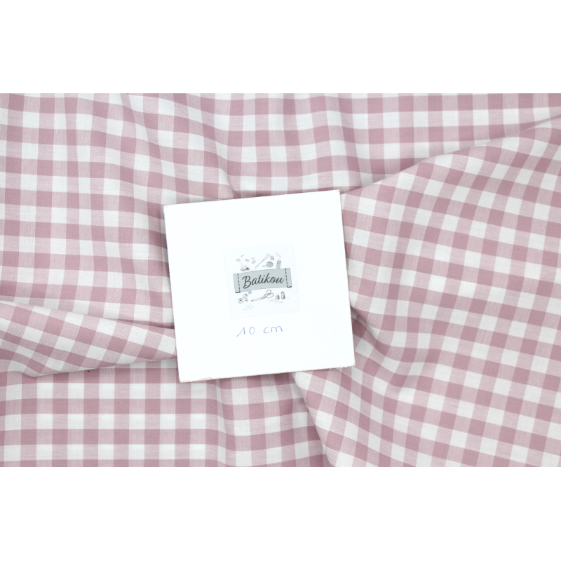 Coton vichy carreaux 10mm lilas Coton vichy carreaux 10mm lilas