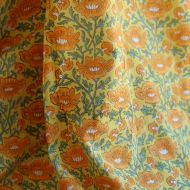 Chanda - Tissu indien coton hand block traditionnel jaune orange