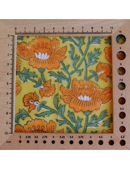 Chanda - Tissu indien coton hand block traditionnel jaune orange