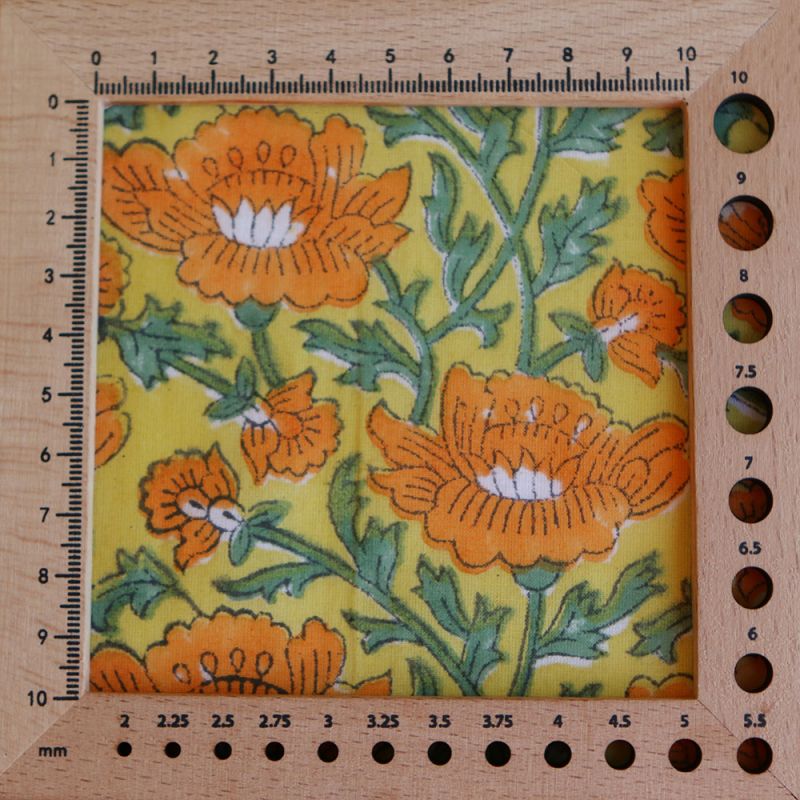 Chanda - Tissu indien coton hand block traditionnel jaune orange
