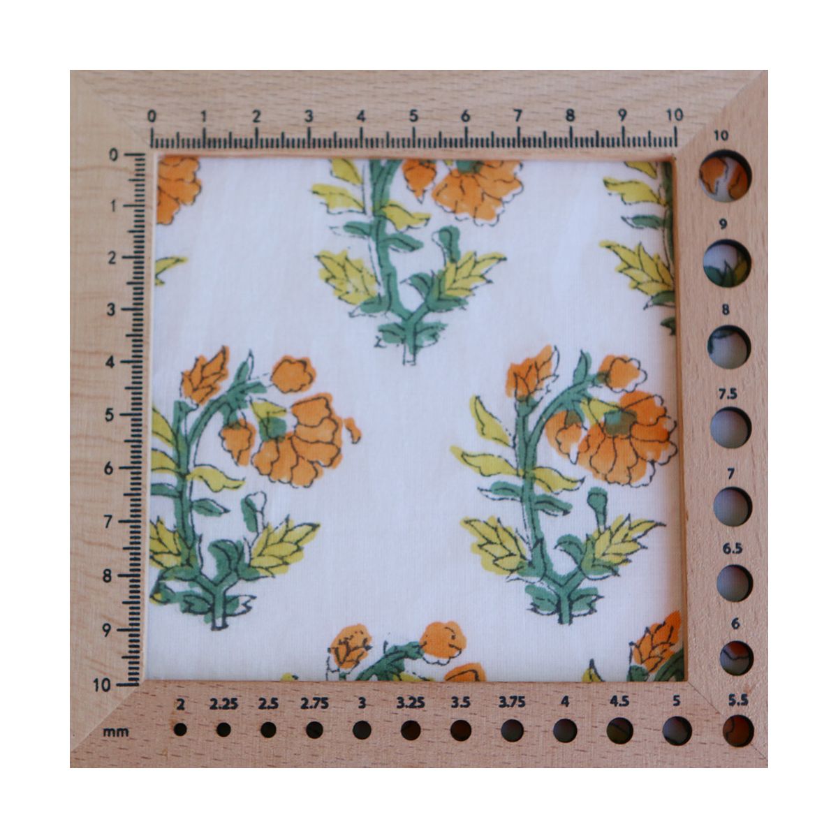 Chanda B - Tissu indien coton hand block traditionnel jaune orange Chanda B - Tissu indien coton hand block traditionnel jaune orange