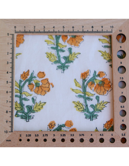 Chanda B - Tissu indien coton hand block traditionnel jaune orange