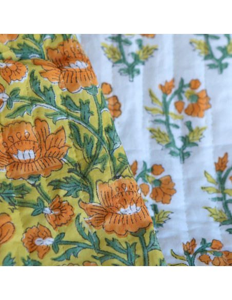 Chanda - Tissu indien matelassé double face coton hand block largeur 100cm