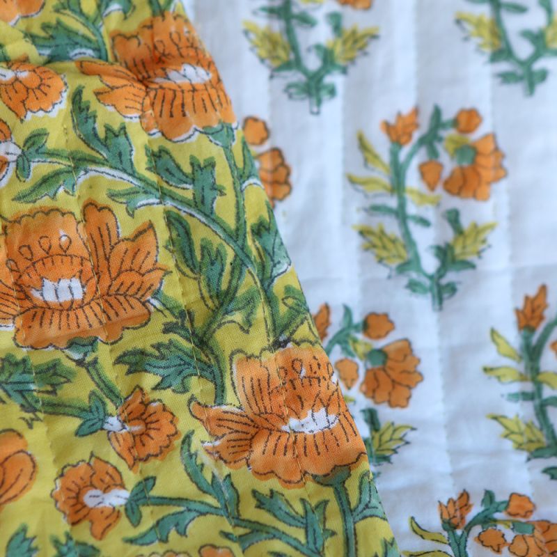 Chanda - Tissu indien matelassé double face coton hand block largeur 100cm