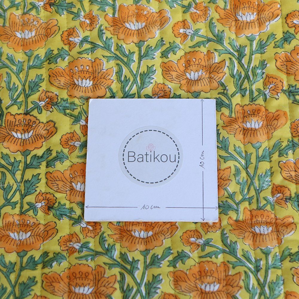 Chanda - Tissu indien matelassé double face coton hand block largeur 100cm